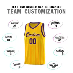 Gold Purple Vertical Stripe Basketball Team Jersey 3