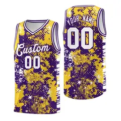 Gold Purple Vice Burst Graffiti Basketball Jersey 1