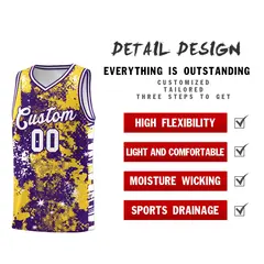 Gold Purple Vice Burst Graffiti Basketball Jersey 2