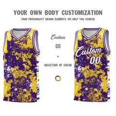 Gold Purple Vice Burst Graffiti Basketball Jersey 3
