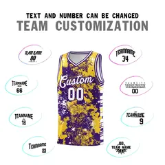 Gold Purple Vice Burst Graffiti Basketball Jersey 4