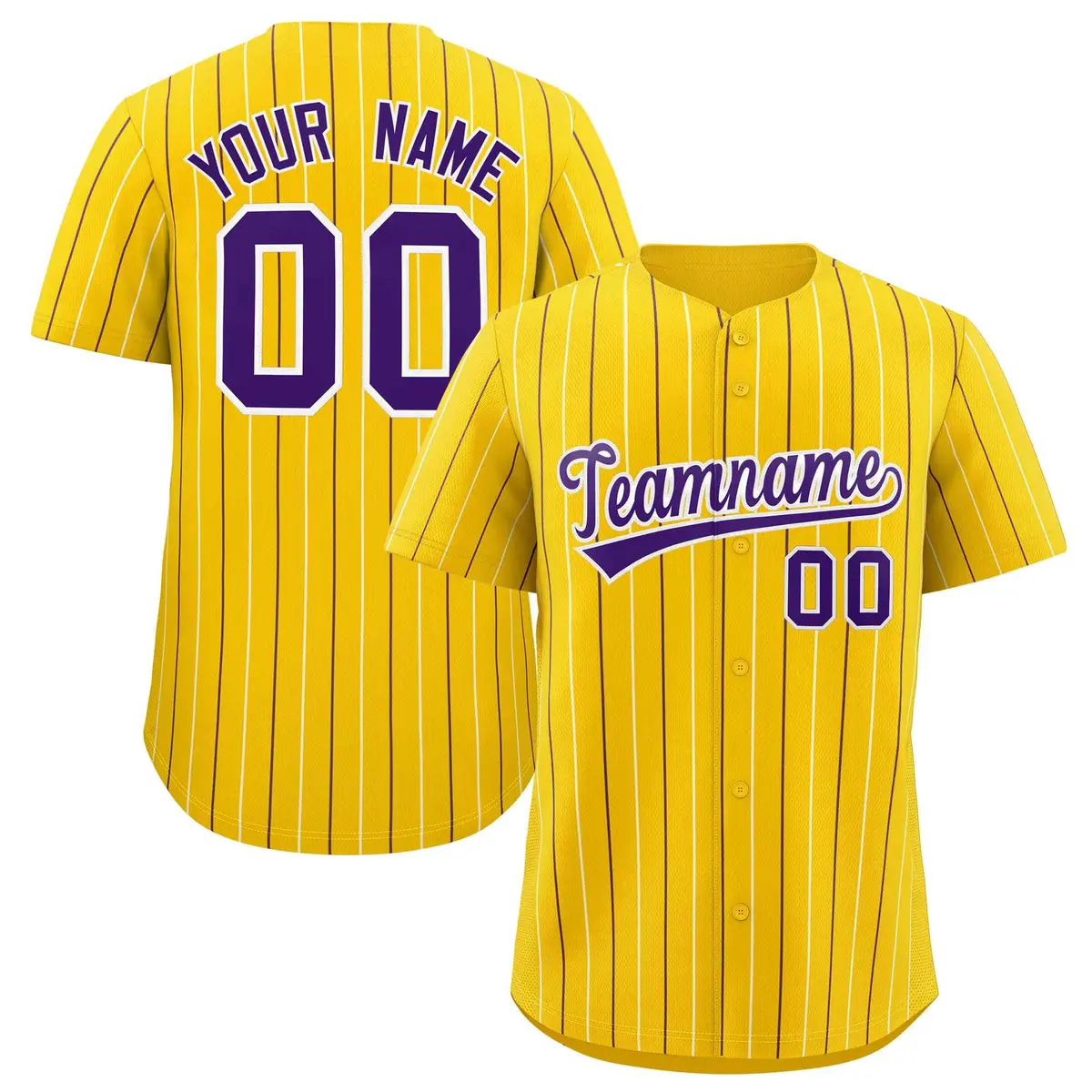 Gold Purple White Bi-Color Striped Baseball Jersey