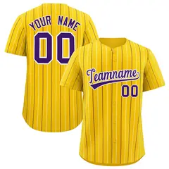 Gold Purple White Bi-Color Striped Baseball Jersey