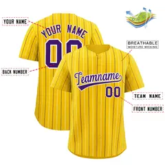 Gold Purple White Bi-Color Striped Baseball Jersey 2