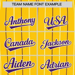 Gold Purple White Bi-Color Striped Baseball Jersey 3