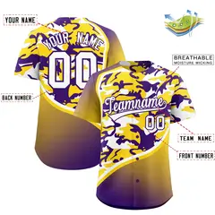 Gold Purple White Camo Gradient Fashion Baseball Jersey 2