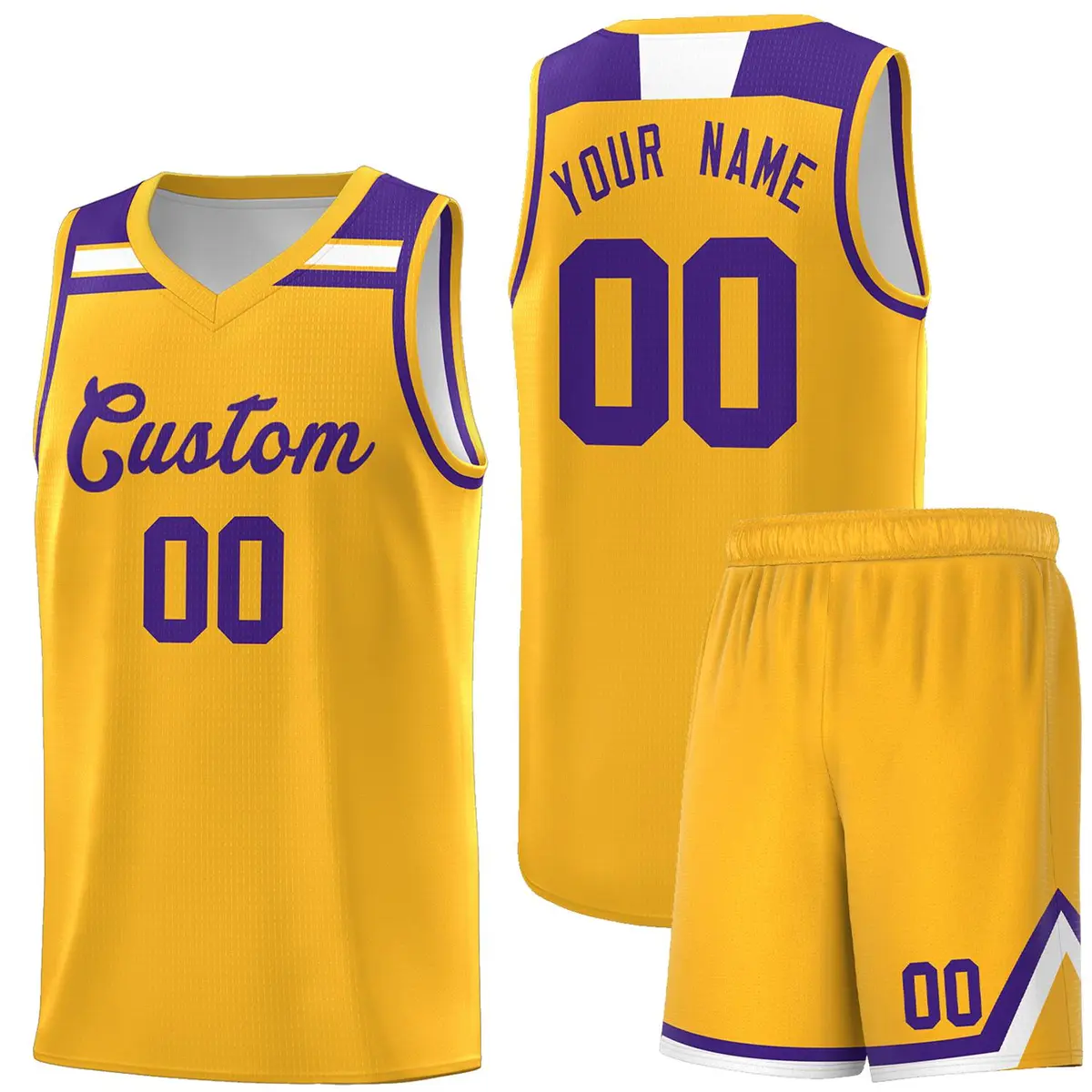 Gold Purple-White Classic Basketball Jersey