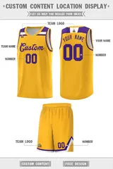 Gold Purple-White Classic Basketball Jersey 2