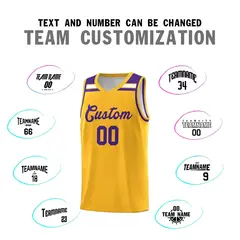 Gold Purple-White Classic Basketball Jersey 3