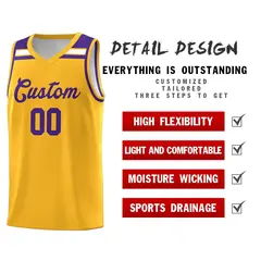 Gold Purple-White Classic Basketball Jersey 4
