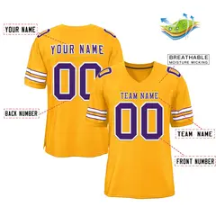 Gold Purple-White Classic Style Authentic Football Jersey 2