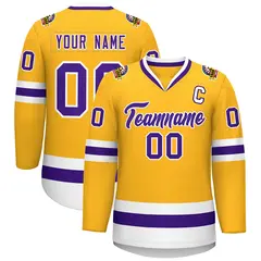 Gold Purple-White Classic Style Hockey Jersey 1