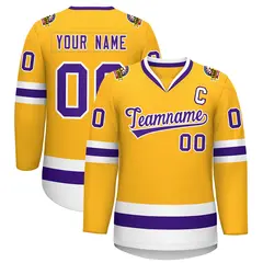 Gold Purple-White Classic Style Hockey Jersey 1