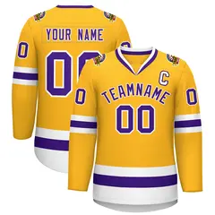 Gold Purple-White Classic Style Hockey Jersey 1