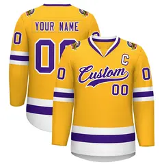 Gold Purple-White Classic Style Hockey Jersey 1