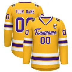 Gold Purple-White Classic Style Hockey Jersey 1