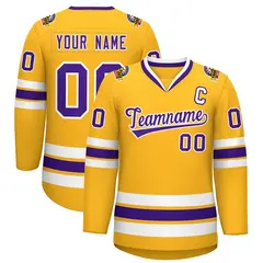 Gold Purple-White Classic Style Hockey Jersey 1