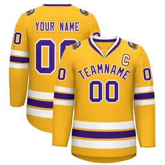 Gold Purple-White Classic Style Hockey Jersey 1