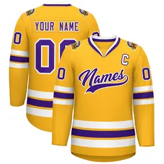 Gold Purple-White Classic Style Hockey Jersey 1