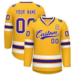 Gold Purple-White Classic Style Hockey Jersey 1