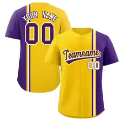 Gold Purple-White Color Block Authentic Baseball Jersey