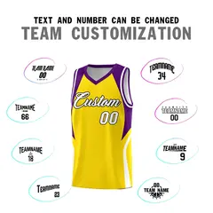 Gold Purple White Color Block Basketball Jersey 4