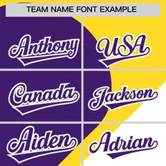 Gold Purple-White Color Block Half Heart Baseball Jersey 3