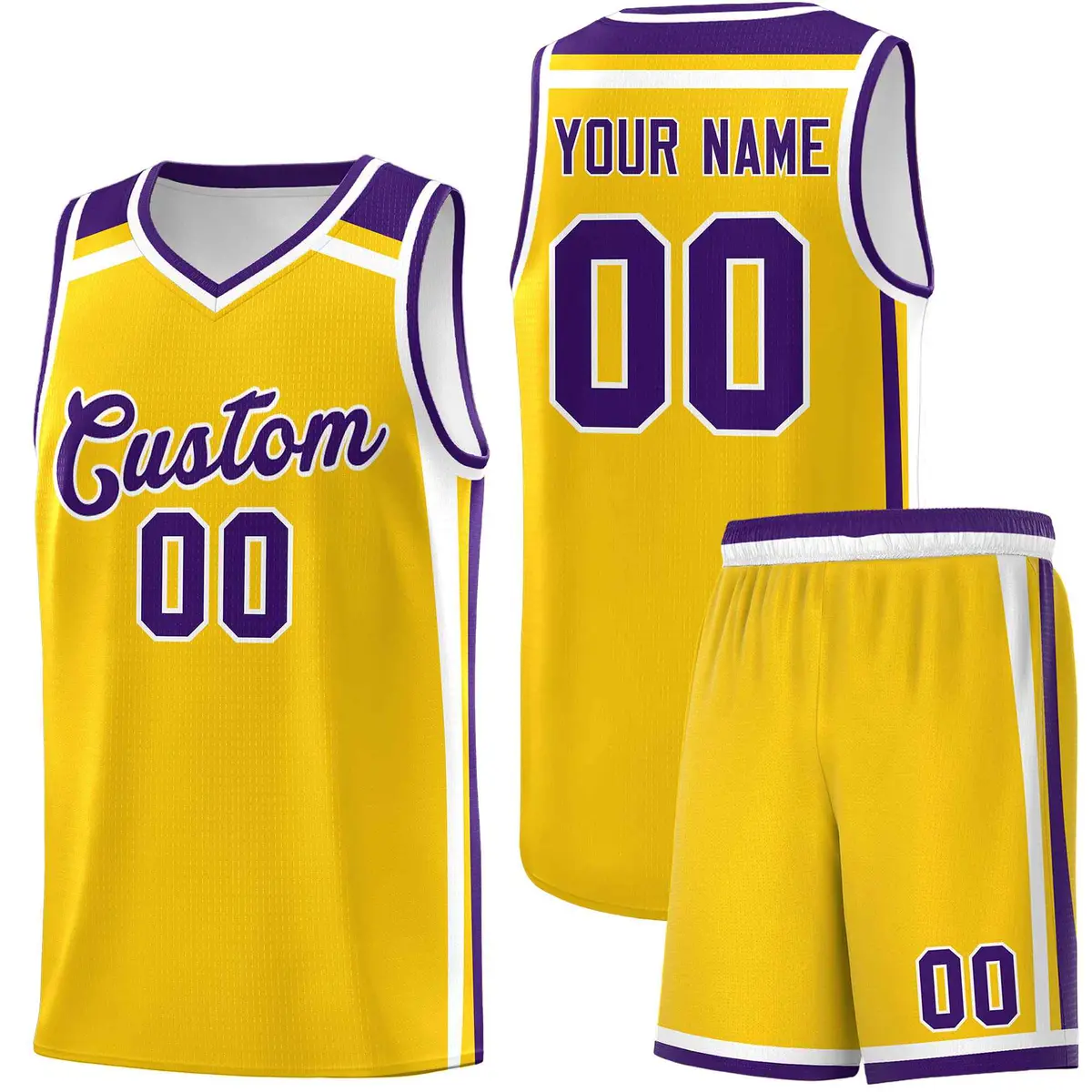 Gold Purple White Color Charge Series Team Basketball Jersey
