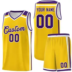 Gold Purple White Color Charge Series Team Basketball Jersey 1
