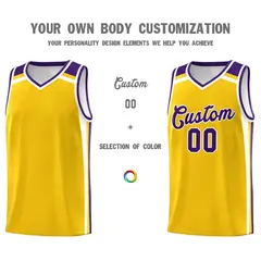 Gold Purple White Color Charge Series Team Basketball Jersey 3