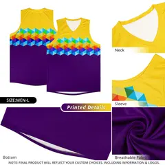 Gold Purple-White Colorful Basketball Jersey Sets 2