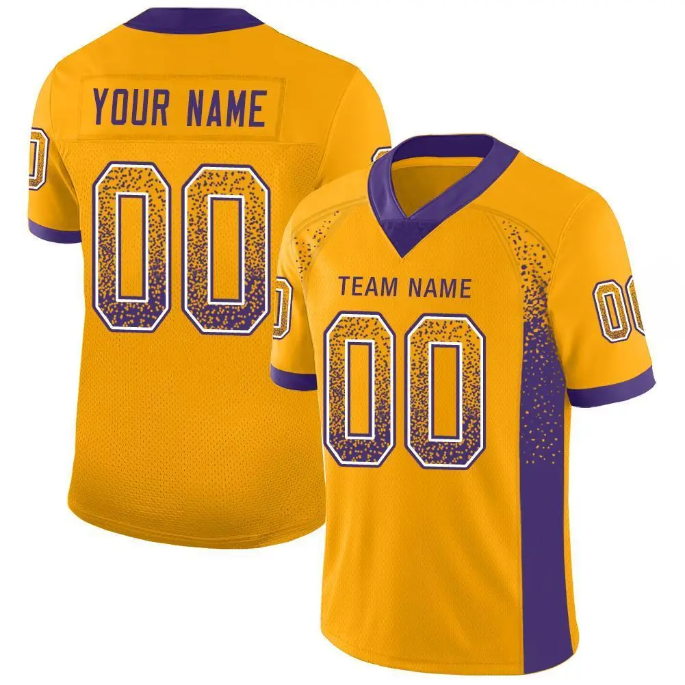 Gold Purple-White Drift Mesh Football Jersey