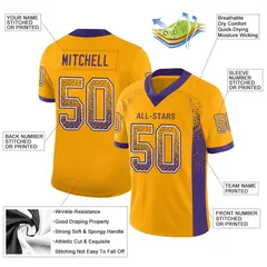 Gold Purple-White Drift Mesh Football Jersey 2