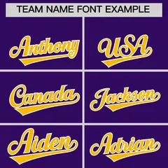 Gold Purple White Full-Snap Short Sleeve Varsity Jacket 5