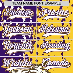 Gold Purple White Full-Snap Tiger Graffiti Baseball Jersey 6