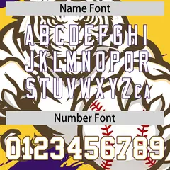 Gold Purple White Full-Snap Tiger Graffiti Baseball Jersey 7