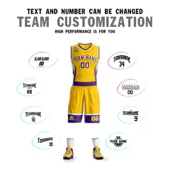 Gold Purple-White Graffiti Lightning Basketball Jersey 4