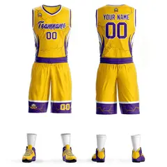 Gold Purple-White Graffiti Lightning Basketball Jersey