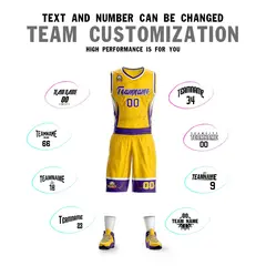 Gold Purple-White Graffiti Lightning Basketball Jersey 4