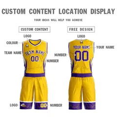 Gold Purple-White Graffiti Lightning Basketball Jersey 3