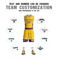 Gold Purple-White Graffiti Lightning Basketball Jersey 4
