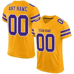 Gold Purple-White Mesh Football Jersey 1