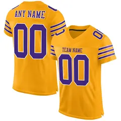 Gold Purple-White Mesh Football Jersey 1