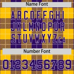 Gold Purple-White Plaid Varsity Letterman Baseball Jacket 4