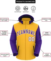 Gold Purple-White Raglan Sleeves Waterproof Jacket 2