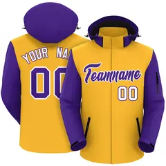 Gold Purple-White Raglan Sleeves Waterproof Jacket 1