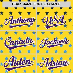 Gold Purple White Raglan Star Print Baseball Jersey 3