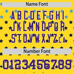 Gold Purple White Raglan Star Print Baseball Jersey 4
