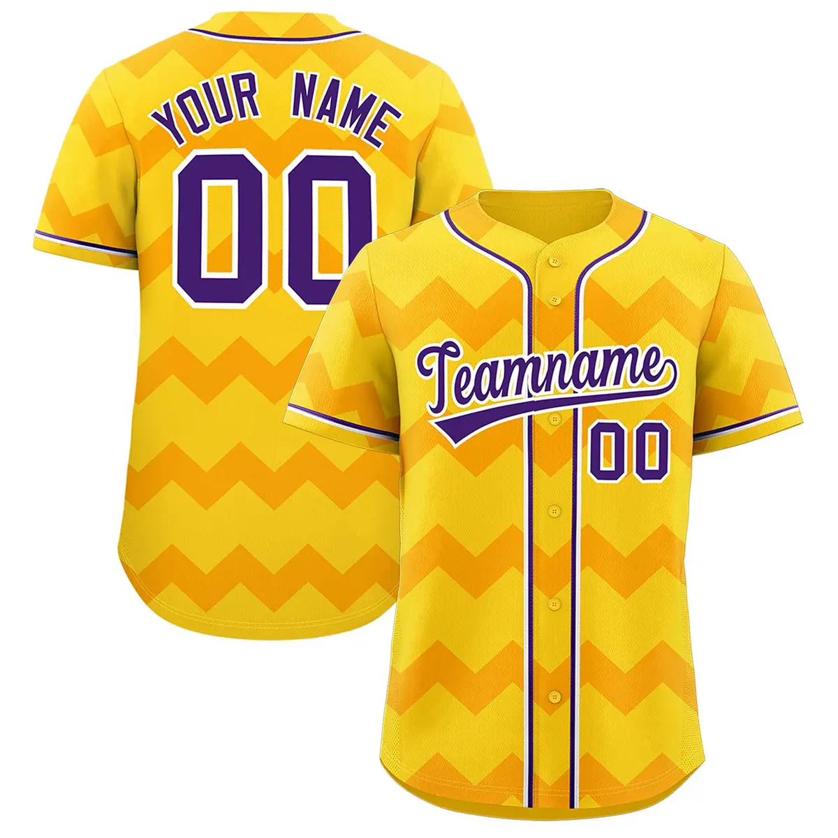 Gold Purple-White Ripple Design Authentic Baseball Jersey