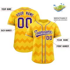 Gold Purple-White Ripple Design Authentic Baseball Jersey 2